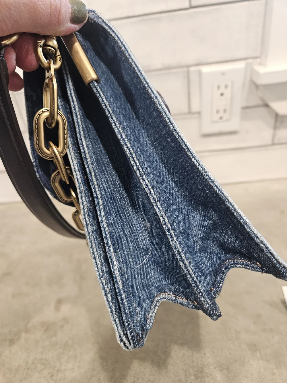 COACH Denim Chain Tabby 30